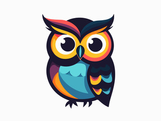 Fototapeta premium Colorful Cute Owl Mascot Logo with Modern Vector Design