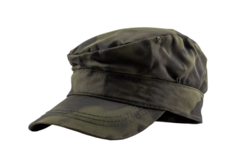 Camouflage Cadet Cap Isolated on Transparent Background