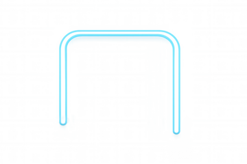 Rounded rectangular blue neon frame glowing on transparent background, perfect for futuristic designs