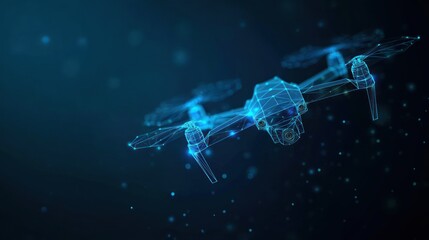 Drone in flight, polygonal design