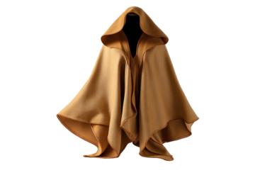 Brown Hooded Cape Outerwear on Transparent Background
