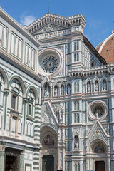 Fototapeta premium Florence, Italy - August 21, 2019: Fragment of the Cathedral of Saint Mary of the Flower in Florence in Italy