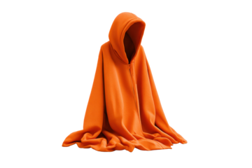 Orange Hooded Coat Draped Like Invisible Figure