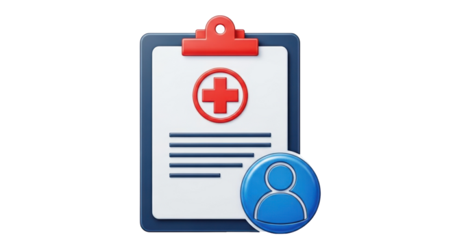 Isolated Medical Clipboard with Profile Icon