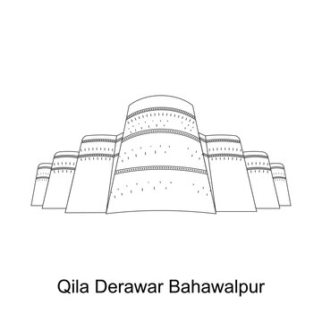 Qila Derawar Fort Bahawalpur: Architectural Line Drawing