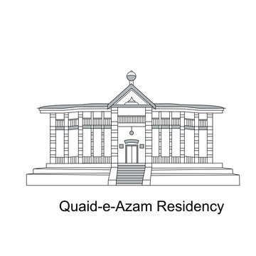 Quaid-e-Azam Residency: Architectural Line Drawing