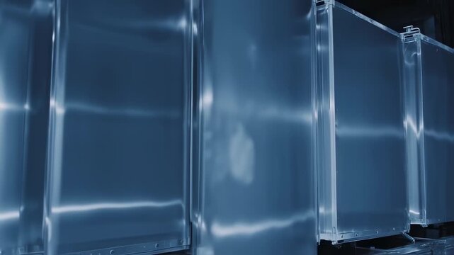 Abstract metallic paneling array with subtle light play for architectural applications