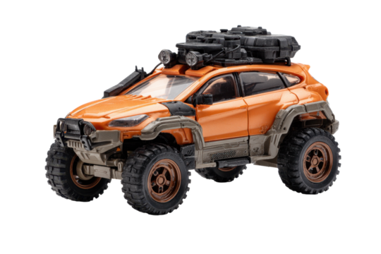 Orange Off-Road Toy Car on Transparent Background