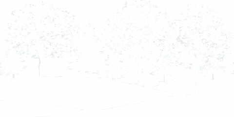 Minimalist abstract white background with subtle grey textured tree canopy and faint ground details