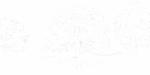 Minimalist sketch of a serene forest landscape with trees and a winding path