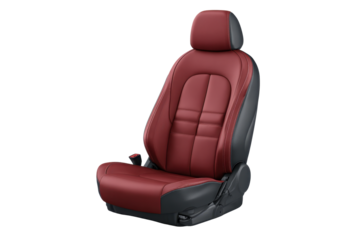 Red Leather Car Seat Isolated on Transparent Background