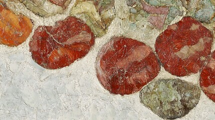 Abstract Red and Green Circles Impasto Painting Texture