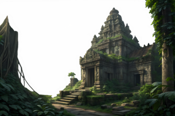 Jungle ancien temple architectur on AI generated by PNG