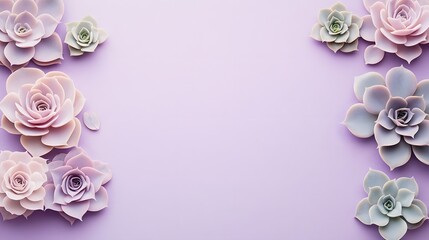 Lavender Purple Succulents Flatlay Floral Background