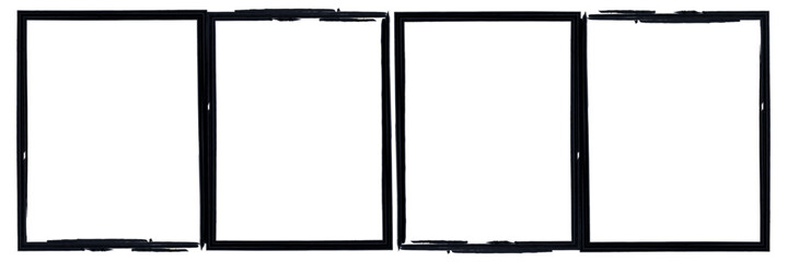 Vector illustration. Set of borders in grunge style. Dirty frame with a splash of black paint on a white background. Design elements for poster, layout, magazine, book cover, brochure