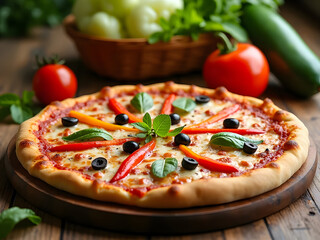 Fresh Italian Pizza with Vegetables