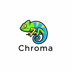 Chameleon cartoon Logo vector illustration