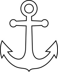 Nautical anchor outline symbol on isolated transparent background. Ship anchor vector illustration representing stability marine power navigation hope and nautical maritime design.