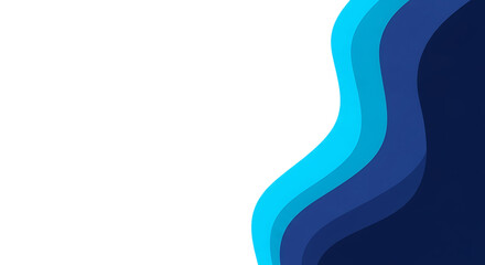 Abstract Blue Gradient Waves on Transparent Background