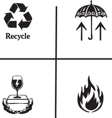 Hazardous Freight and Package Handling Shipping Mark Vector Icons

