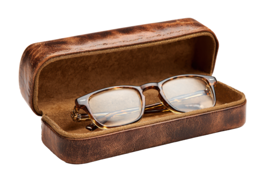 Vintage Leather Glasses Case with Retro Eyewear