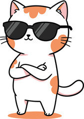 Obraz premium Cool cat wearing sunglasses, isolated on white