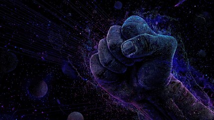 Fist in cosmic space