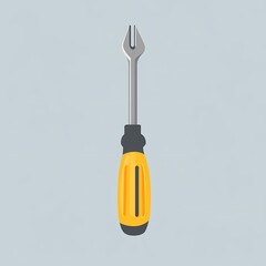 Screwdriver with yellow handle resting on a smooth gray surface Generative AI