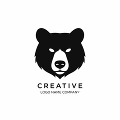 Vector Bear face black Creative Logo name company white background
