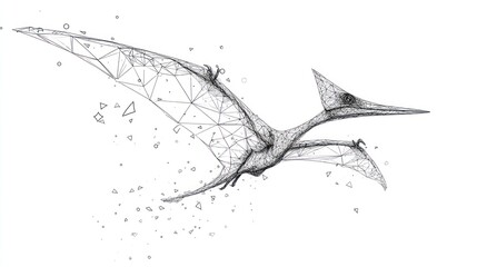 Flying prehistoric reptile, polygon art