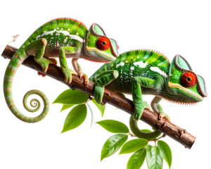 Tropical Wildlife Friends Chameleon and Tree Frog, Transparent png