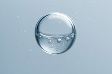 Big clear bubble floating in water with smaller bubbles inside