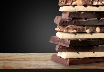 chopped tasty sweet chocolate pieces dessert