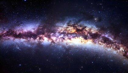Fototapeta premium Majestic night sky view, a brilliant celestial display of the Milky Way, showcasing stars and cosmic dust