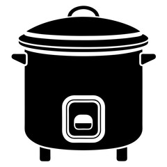 Simple Rice Cooker Icon Vector Illustration – Black Silhouette