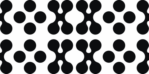 Abstract black and white organic pattern with rounded shapes and circles