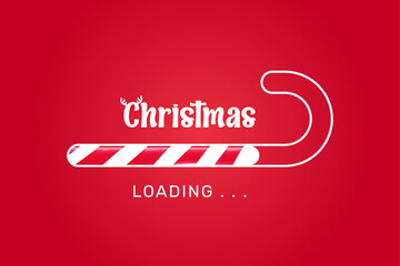 Christmas is coming. Holiday progress bar with Christmas candy stick in a red background