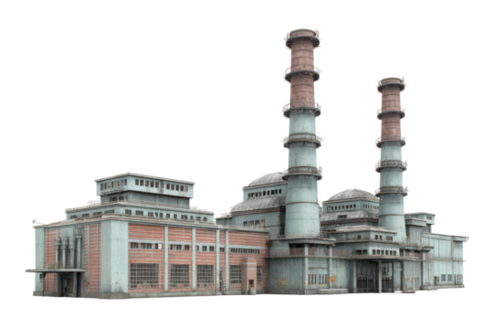 Industrial Power Station on Transparent Background