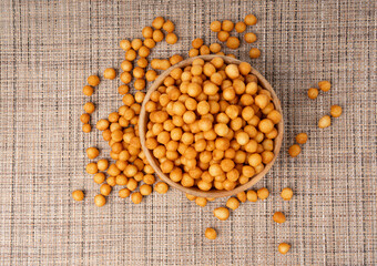 Small pastry balls, fried crispy wheat soup pearls, salad egg puffs or choux pastry