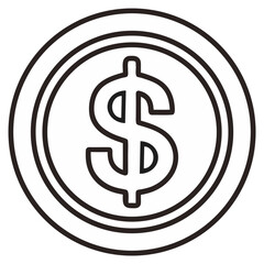Coin Dollar Symbol Vector Icon – Money Currency Outline