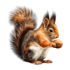 Adorable fluffy squirrel holding a nut close-up portrait with detailed fur and expressive eyes