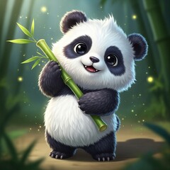 Fototapeta premium PandaPuff, China’s Gentle Bamboo Monster 