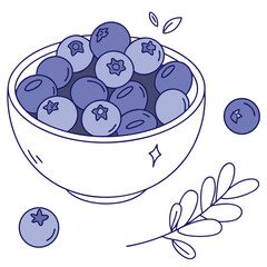 Illustration of a bowl of blueberries