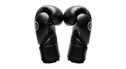 A pair of black leather boxing gloves isolated on a white background