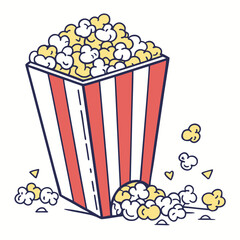 Vector art of popcorn in a red striped box for movie night