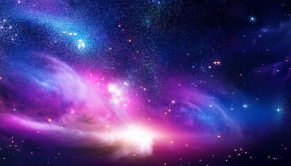 Fototapeta premium glittery galaxy with radiant pink purple and blue light particles