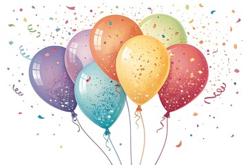 Colorful confetti filled balloons celebrating a festive occasion