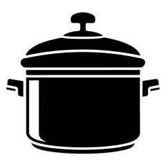 Pressure Cooker Black Silhouette Vector on White Background