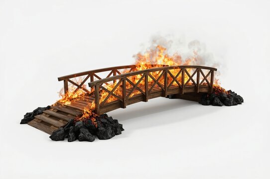 Burning Wooden Bridge Studio Shot, Disaster