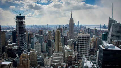 Aerial View of Midtown Manhattan Skyline with Skyscrapers